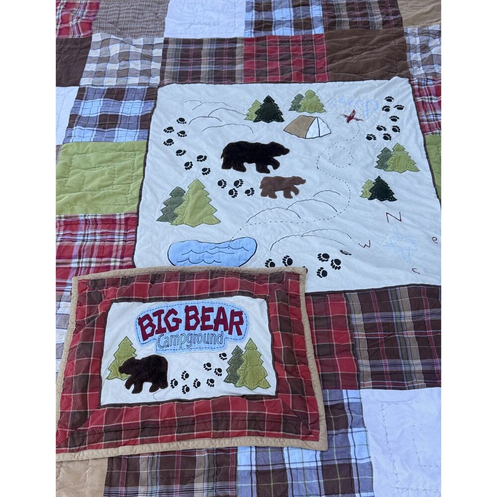 Woolrich Kids Big Bear Campground Quilt Full Queen 80x80 Pillow Sham Cabin